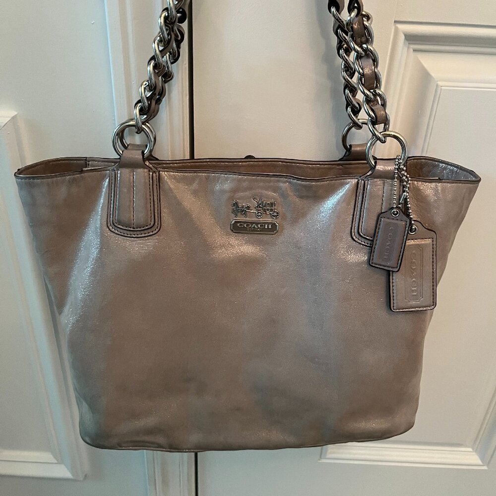 Coach 18694 Chelsea East West Platinum Shimmer Patent Leather Shoulder/Tote Bag